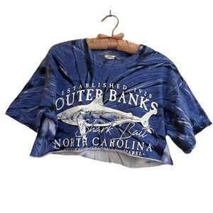 Outer Banks Tie-Dye Crop Top Tee Shirt Blue size medium